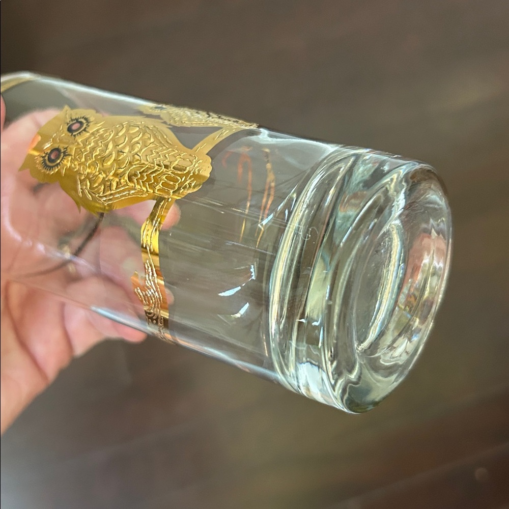 Culver Ltd. 22kt Gold Owls Highball Cocktail Glasses Vintage 1950-60s Set of 3 - Picture 10 of 14